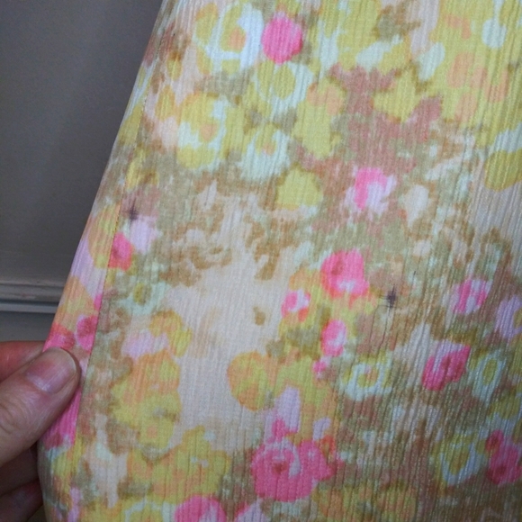 Vintage La Grande Maison de Blanc Yellow/Pink Watercolor Floral Sheath Dress - Picture 4 of 10